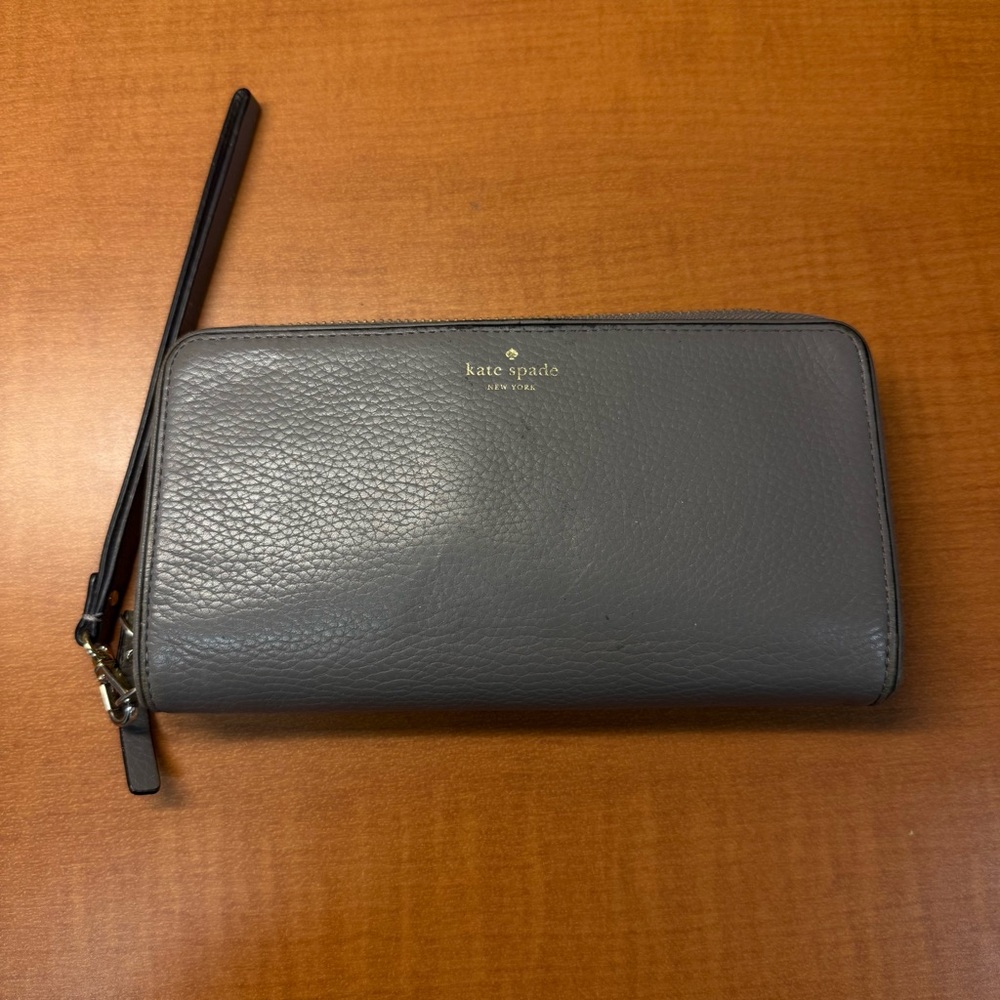Loved Kate Spade Long Zip Wallet Dark Gray